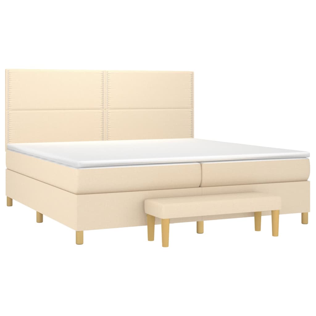 Boxspringbett mit Matratze Creme 200x200 cm Stoff