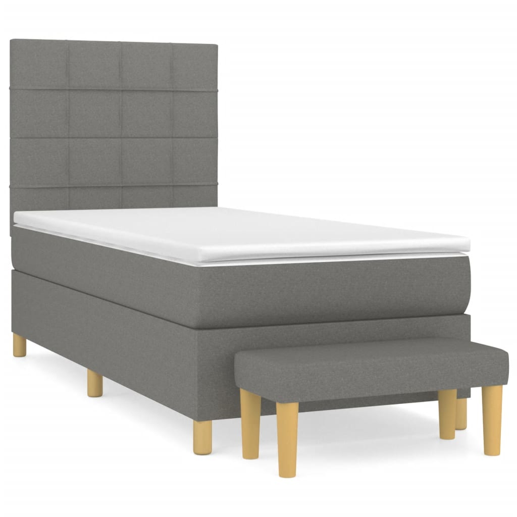 Boxspringbett mit Matratze Dunkelgrau 90x200 cm Stoff