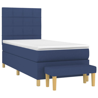 Boxspringbett mit Matratze Blau 90x200 cm Stoff