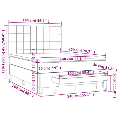 Boxspringbett mit Matratze Schwarz 140x200 cm Stoff