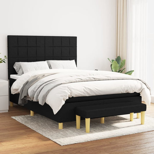 Box spring bed with mattress black 140x200 cm fabric