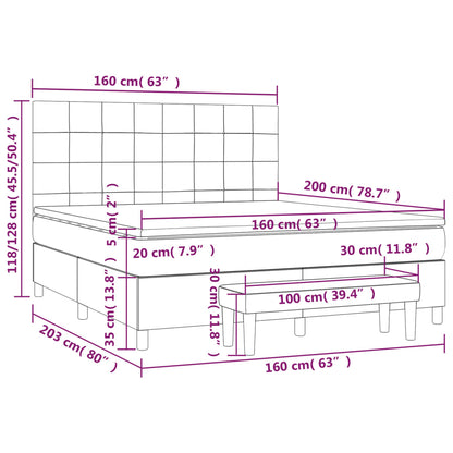 Boxspringbett mit Matratze Taupe 160x200 cm Stoff