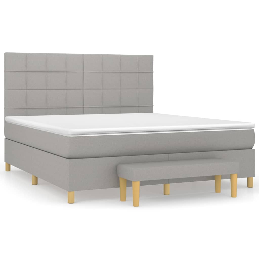 Boxspringbett mit Matratze Hellgrau 180x200 cm Stoff