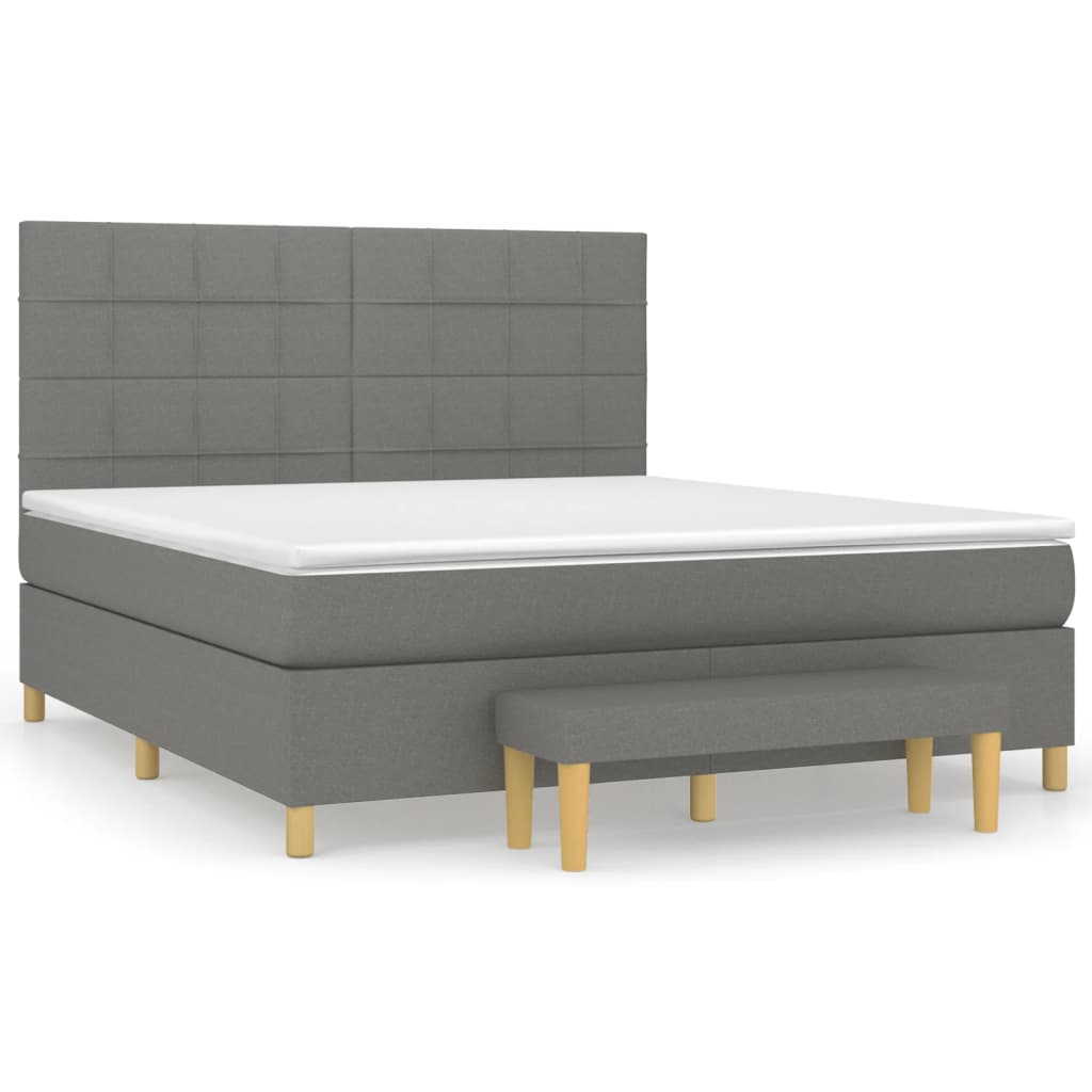 Boxspringbett mit Matratze Dunkelgrau 180x200 cm Stoff