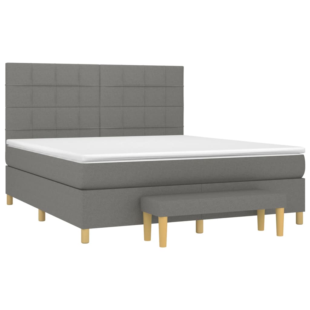 Boxspringbett mit Matratze Dunkelgrau 180x200 cm Stoff