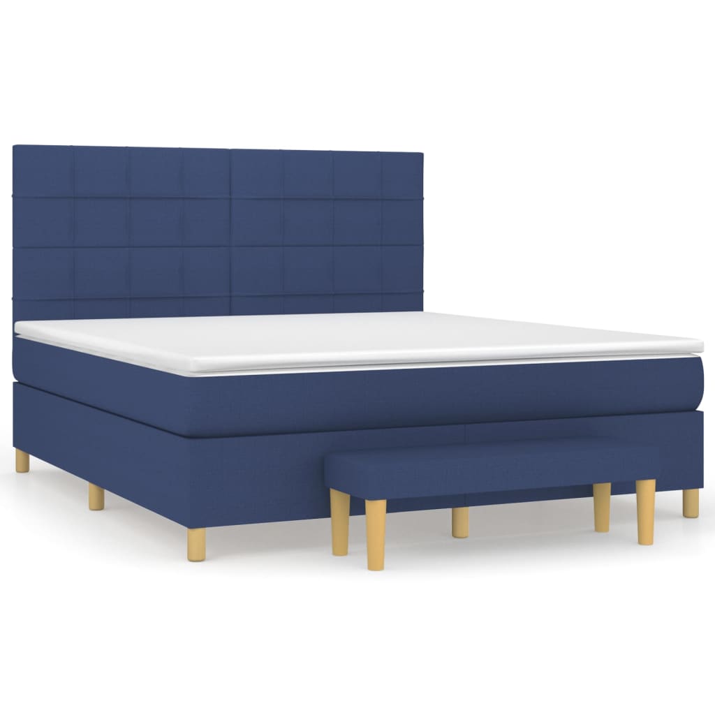 Boxspringbett mit Matratze Blau 180x200 cm Stoff