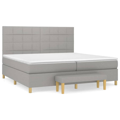 Boxspringbett mit Matratze Hellgrau 200x200 cm Stoff