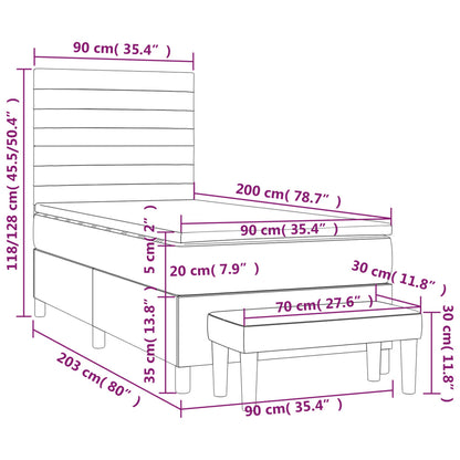 Boxspringbett mit Matratze Dunkelbraun 90x200 cm Stoff