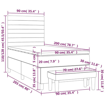 Boxspringbett mit Matratze Taupe 90x200 cm Stoff