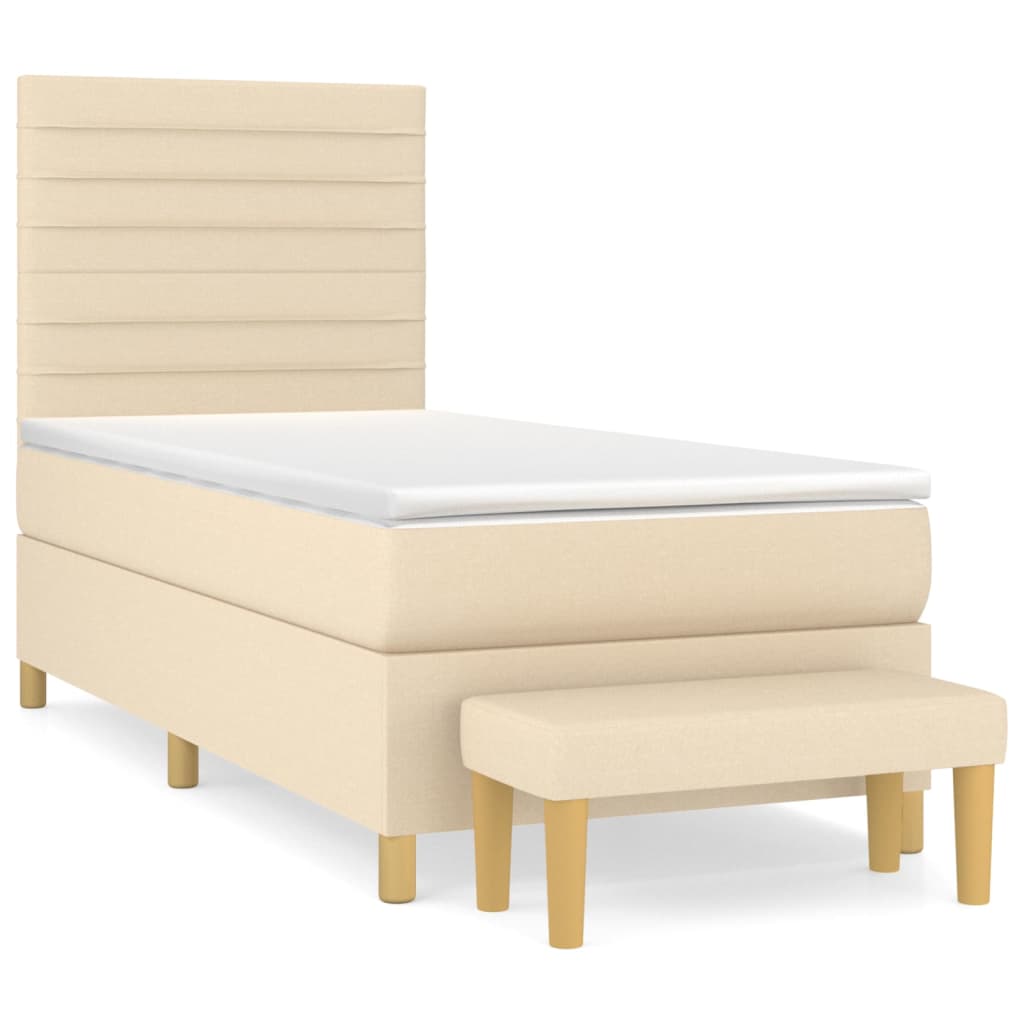 Boxspringbett mit Matratze Creme 90x200 cm Stoff