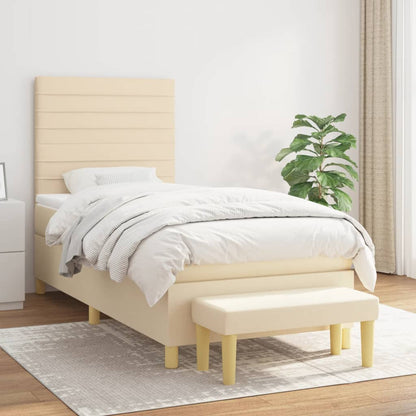 Boxspringbett mit Matratze Creme 90x200 cm Stoff