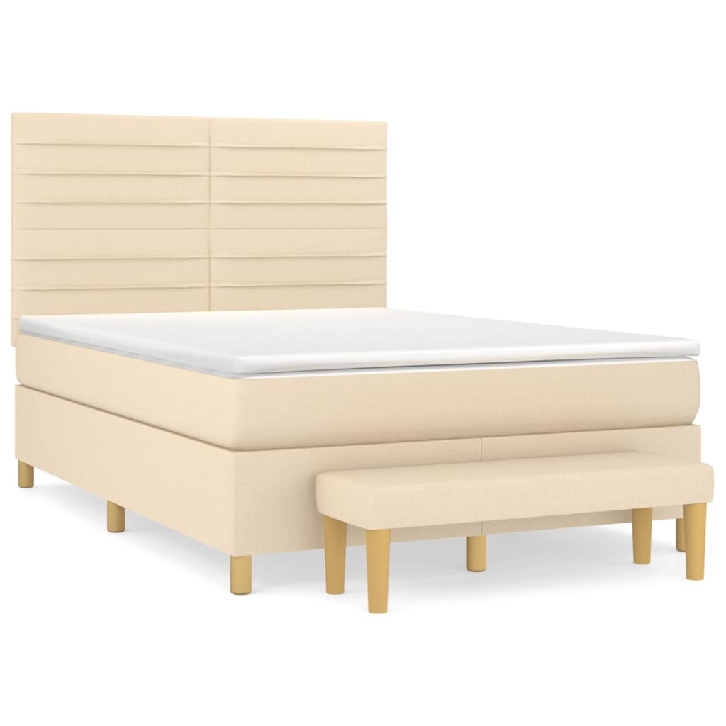 Boxspringbett mit Matratze Creme 140x200 cm Stoff