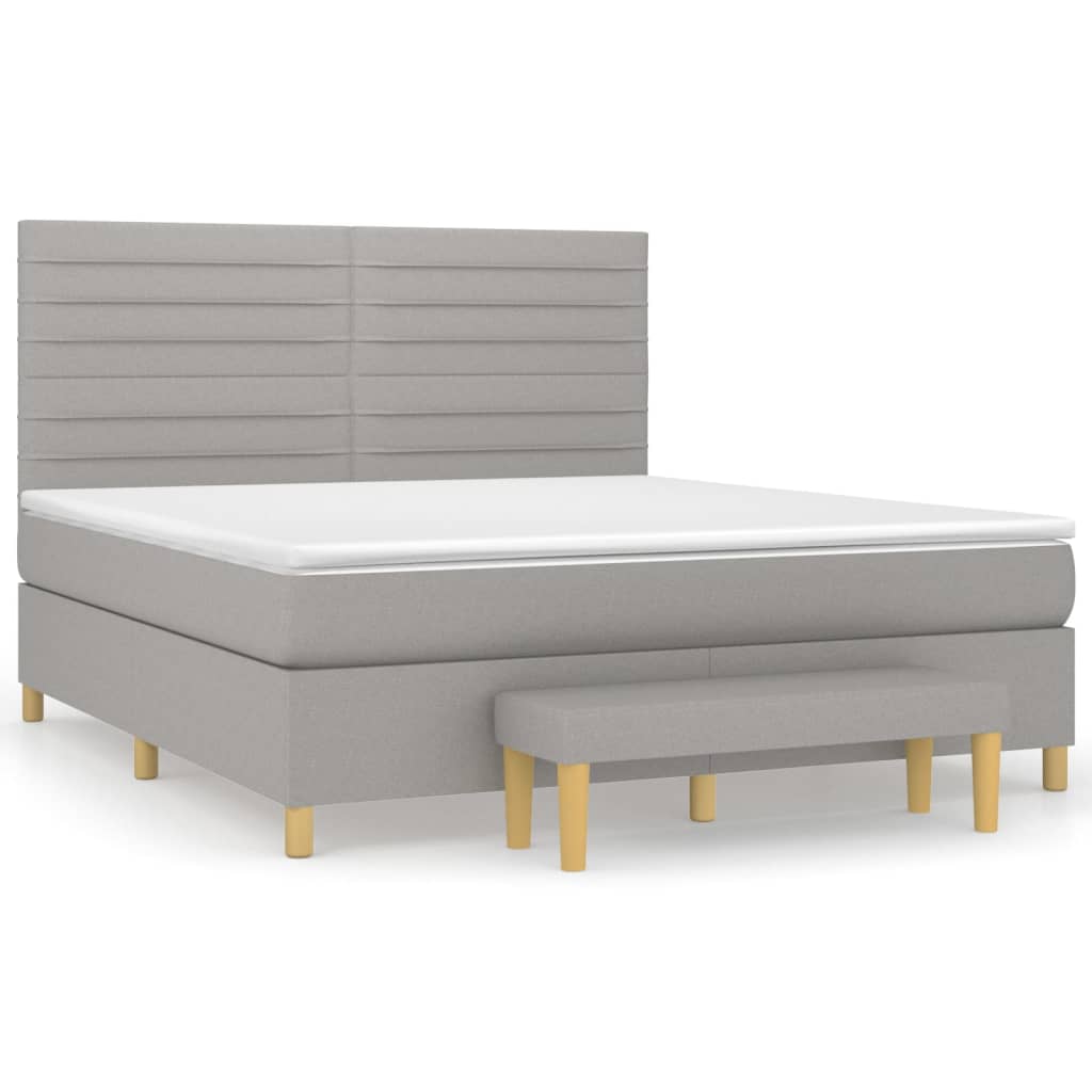 Box spring bed with mattress light grey 160x200 cm fabric