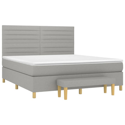 Box spring bed with mattress light grey 160x200 cm fabric