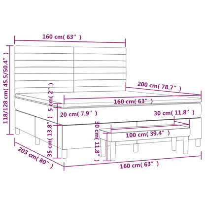 Box spring bed with mattress light grey 160x200 cm fabric