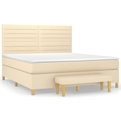 Boxspringbett mit Matratze Creme 160x200 cm Stoff