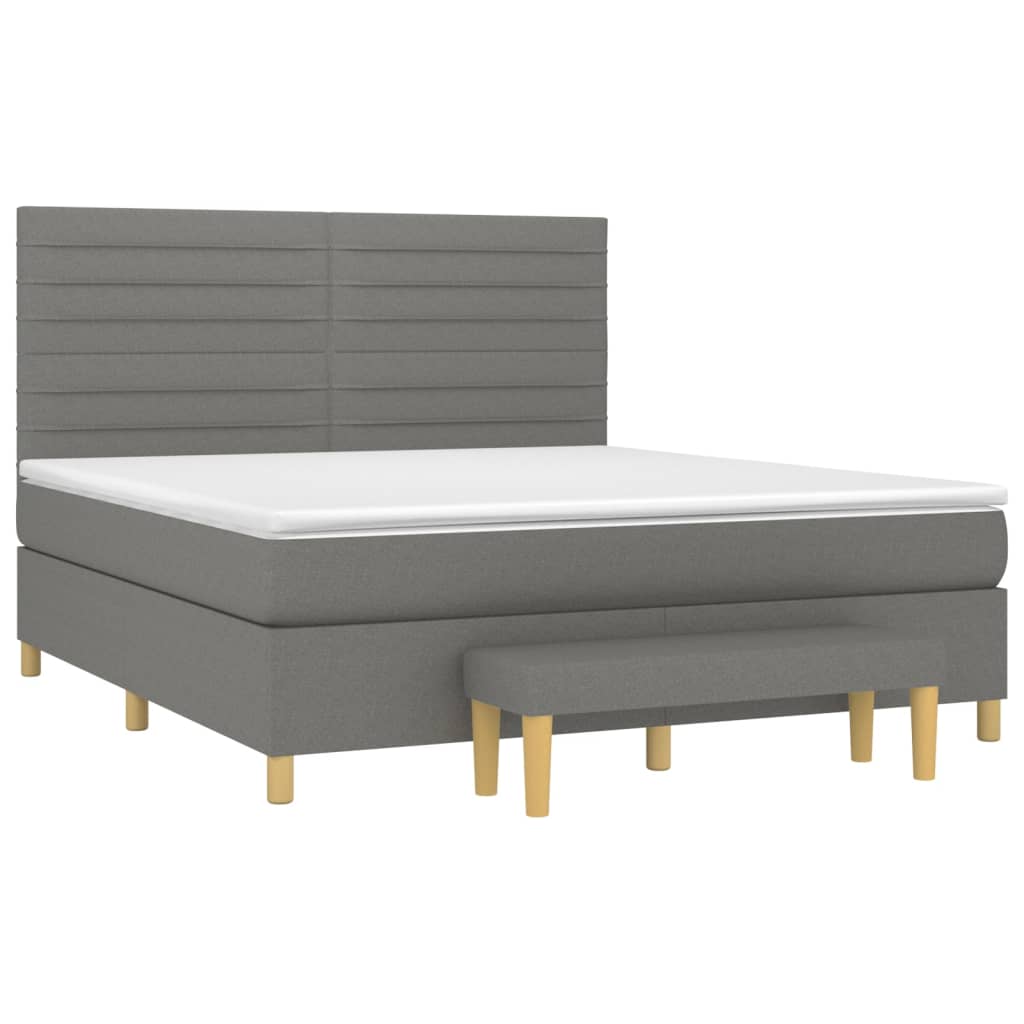 Boxspringbett mit Matratze Dunkelgrau 180x200 cm Stoff