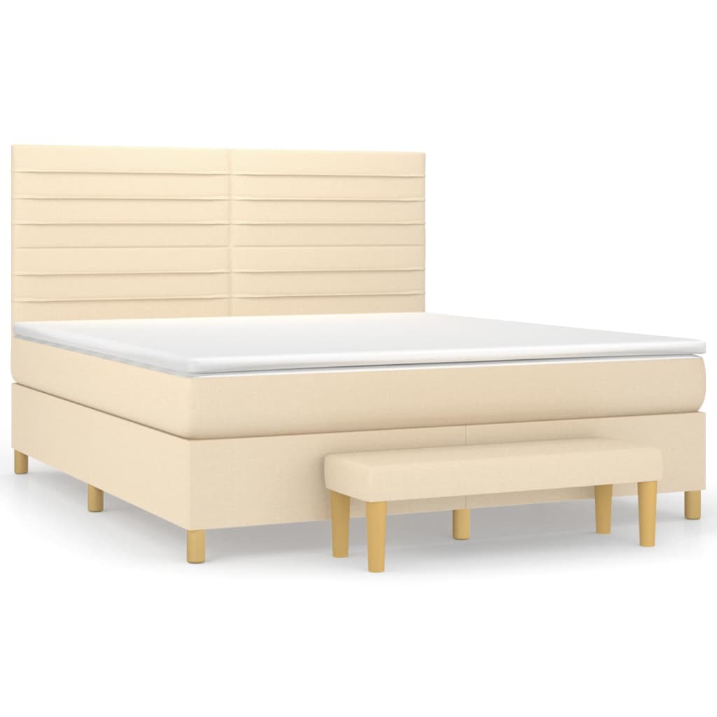 Boxspringbett mit Matratze Creme 180x200 cm Stoff