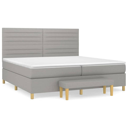 Box spring bed with mattress light grey 200x200 cm fabric