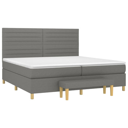 Box spring bed with mattress dark grey 200x200 cm fabric