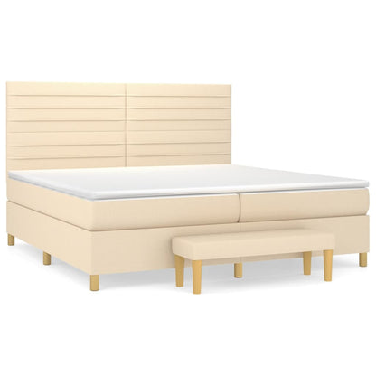 Boxspringbett mit Matratze Creme 200x200 cm Stoff