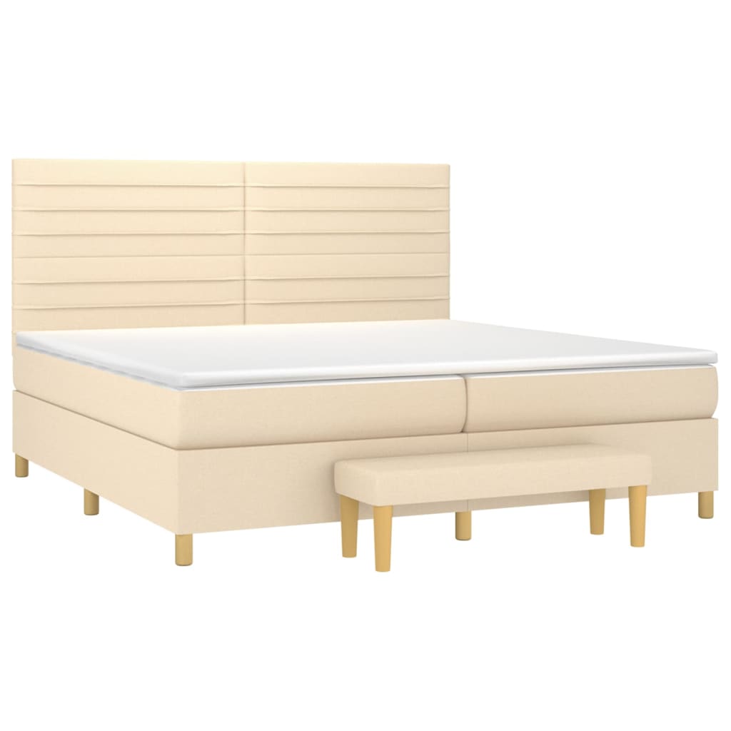 Boxspringbett mit Matratze Creme 200x200 cm Stoff