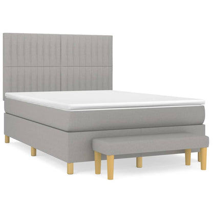 Box spring bed with mattress light grey 140x200 cm fabric