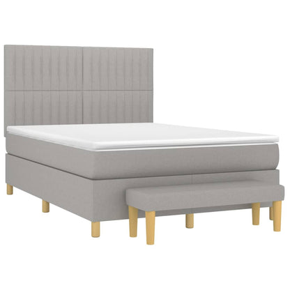 Box spring bed with mattress light grey 140x200 cm fabric