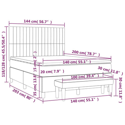 Box spring bed with mattress light grey 140x200 cm fabric