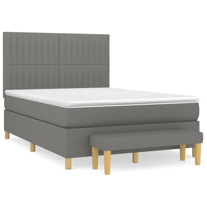 Box spring bed with mattress dark grey 140x200 cm fabric