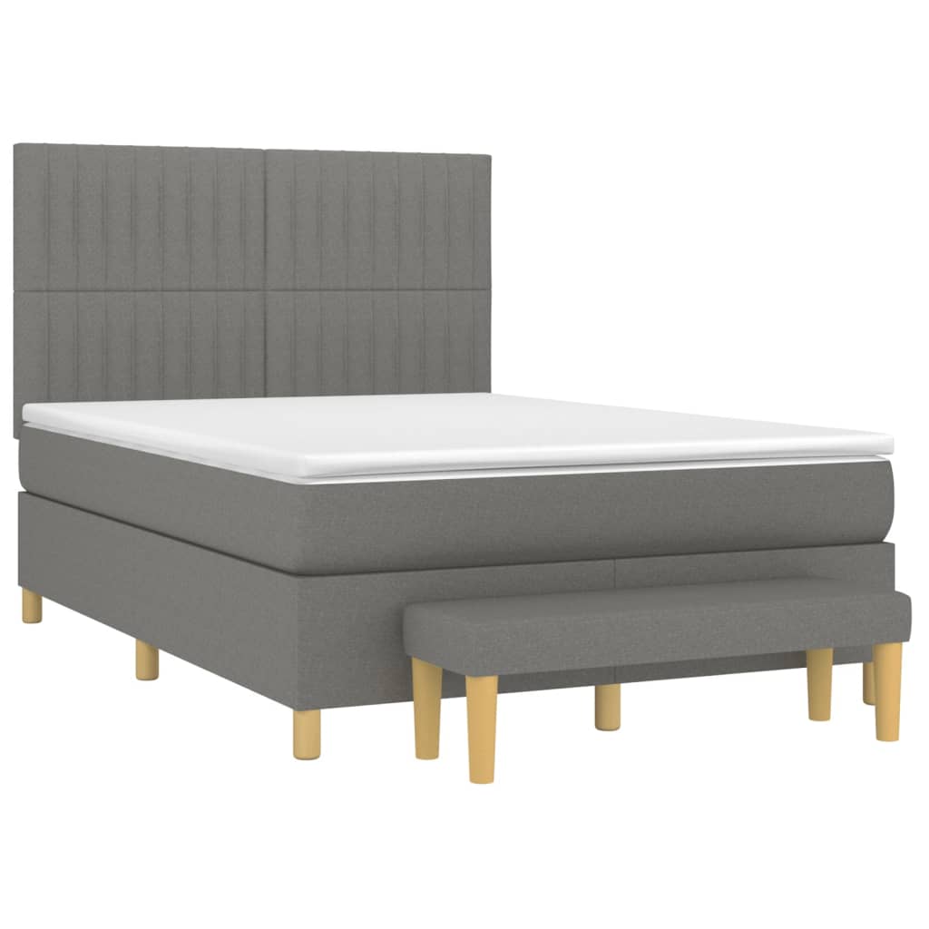 Box spring bed with mattress dark grey 140x200 cm fabric