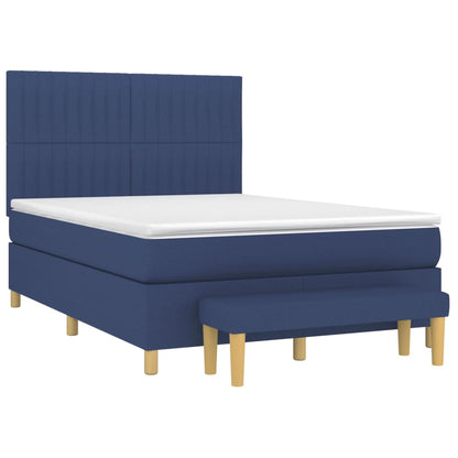 Boxspringbett mit Matratze Blau 140x200 cm Stoff