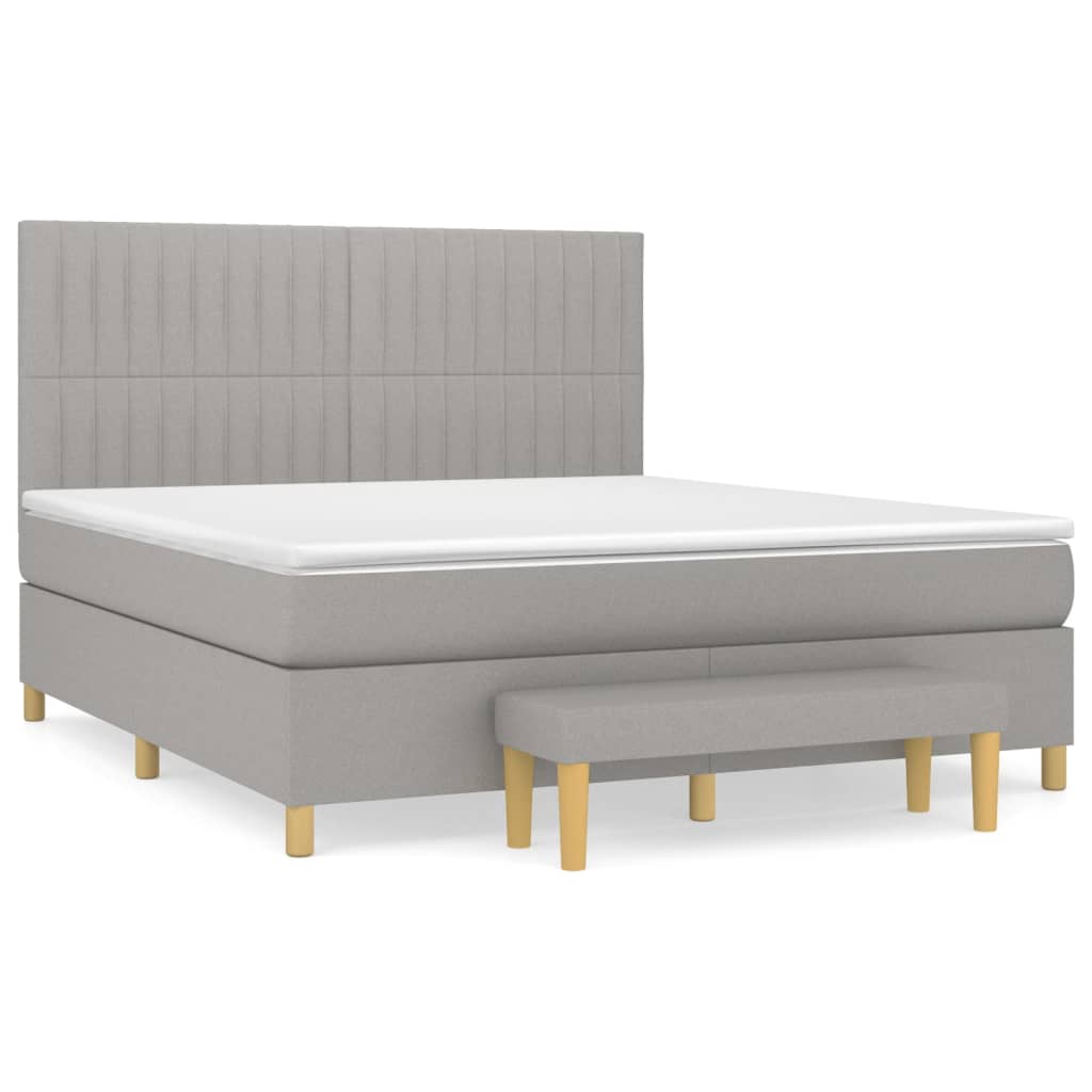 Boxspringbett mit Matratze Hellgrau 160x200 cm Stoff