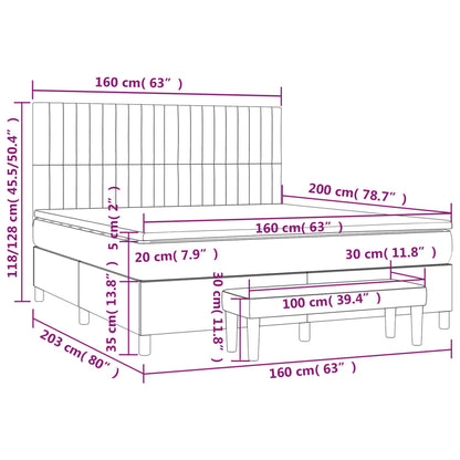 Boxspringbett mit Matratze Schwarz 160x200 cm Stoff