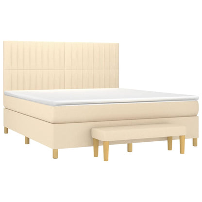 Boxspringbett mit Matratze Creme 160x200 cm Stoff