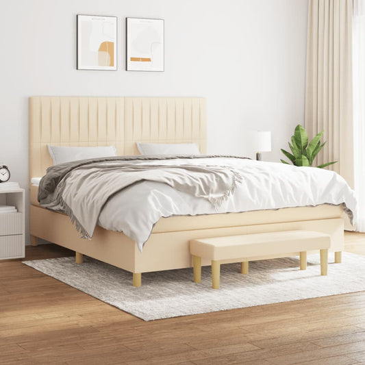 Boxspringbett mit Matratze Creme 160x200 cm Stoff