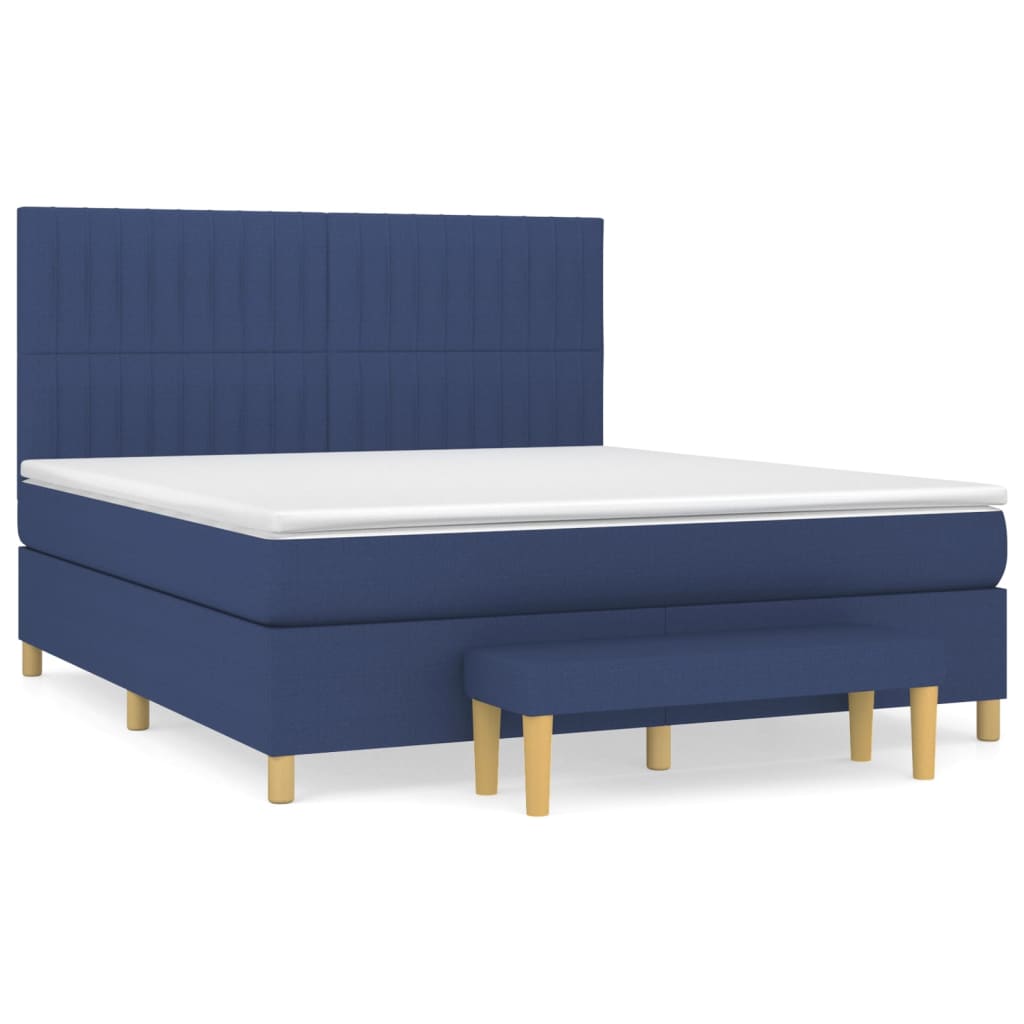 Boxspringbett mit Matratze Blau 160x200 cm Stoff