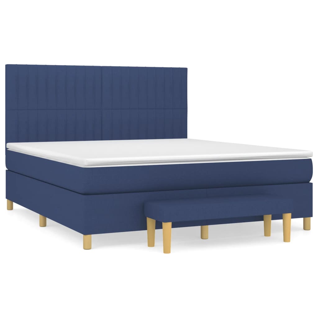 Boxspringbett mit Matratze Blau 180x200 cm Stoff