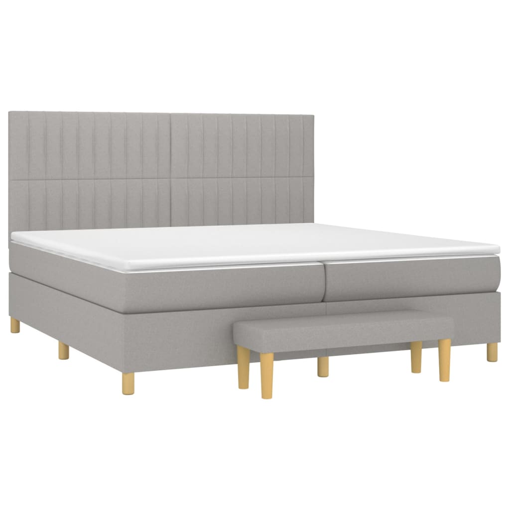 Boxspringbett mit Matratze Hellgrau 200x200 cm Stoff