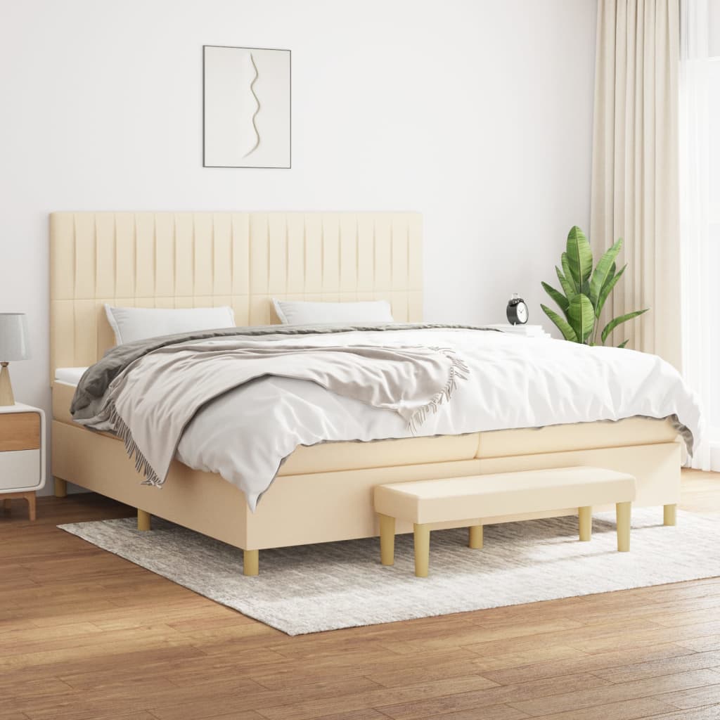 Boxspringbett mit Matratze Creme 200x200 cm Stoff