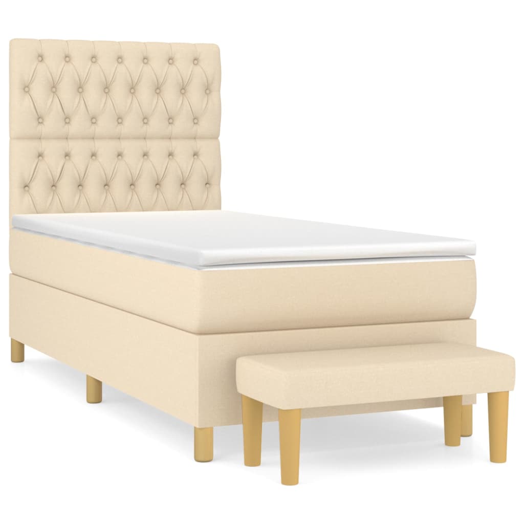 Boxspringbett mit Matratze Creme 90x200 cm Stoff