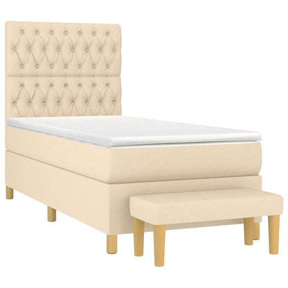 Boxspringbett mit Matratze Creme 90x200 cm Stoff