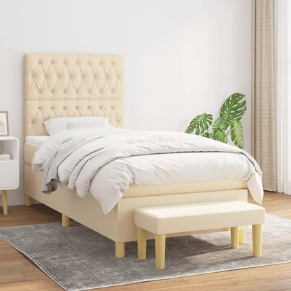 Boxspringbett mit Matratze Creme 90x200 cm Stoff