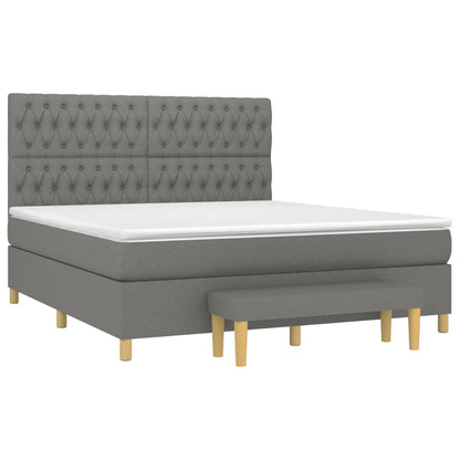 Boxspringbett mit Matratze Dunkelgrau 180x200 cm Stoff