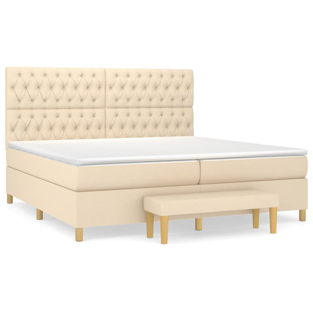 Boxspringbett mit Matratze Creme 200x200 cm Stoff