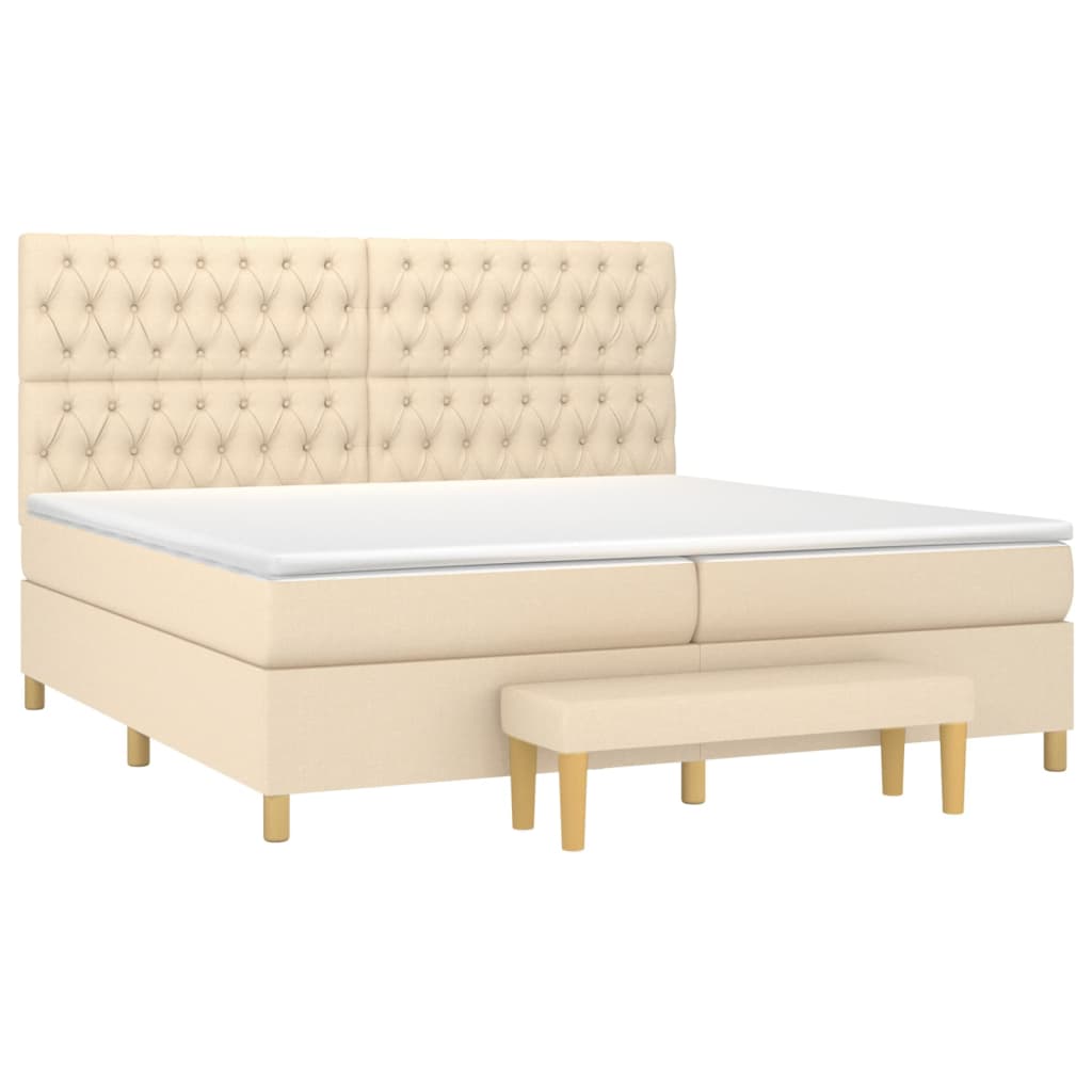 Boxspringbett mit Matratze Creme 200x200 cm Stoff