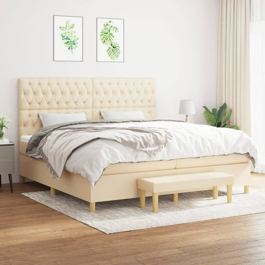 Boxspringbett mit Matratze Creme 200x200 cm Stoff