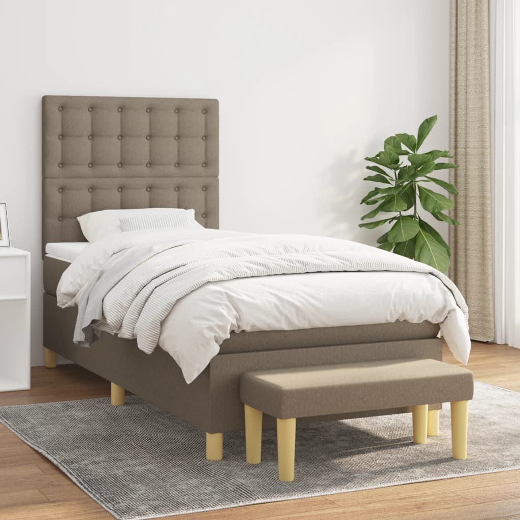 Boxspringbett mit Matratze Taupe 90x200 cm Stoff