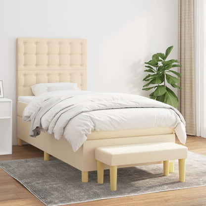 Boxspringbett mit Matratze Creme 90x200 cm Stoff