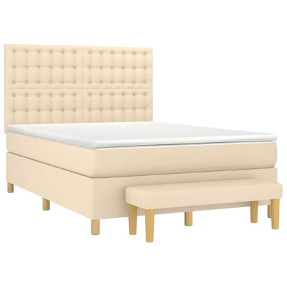 Boxspringbett mit Matratze Creme 140x200 cm Stoff